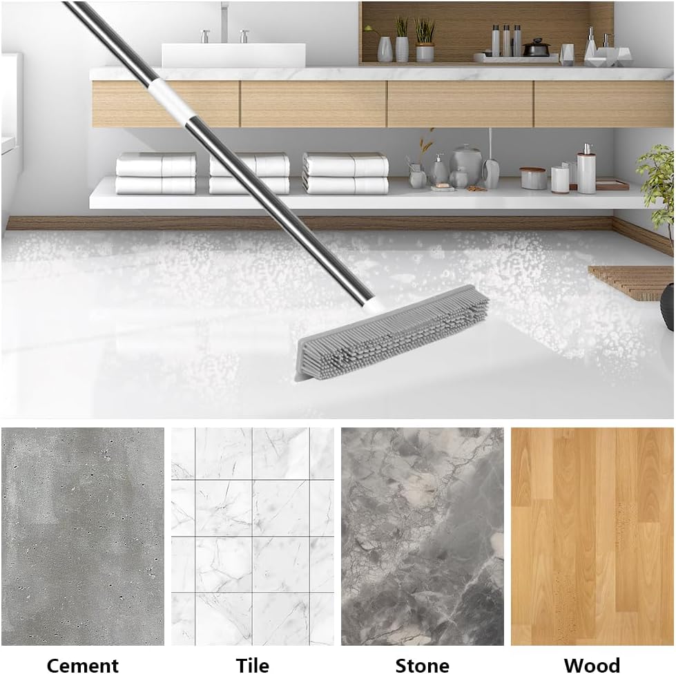 Teleskopik Saplı Kauçuk Temizlik Fırçası (Her Yerde Etkili)