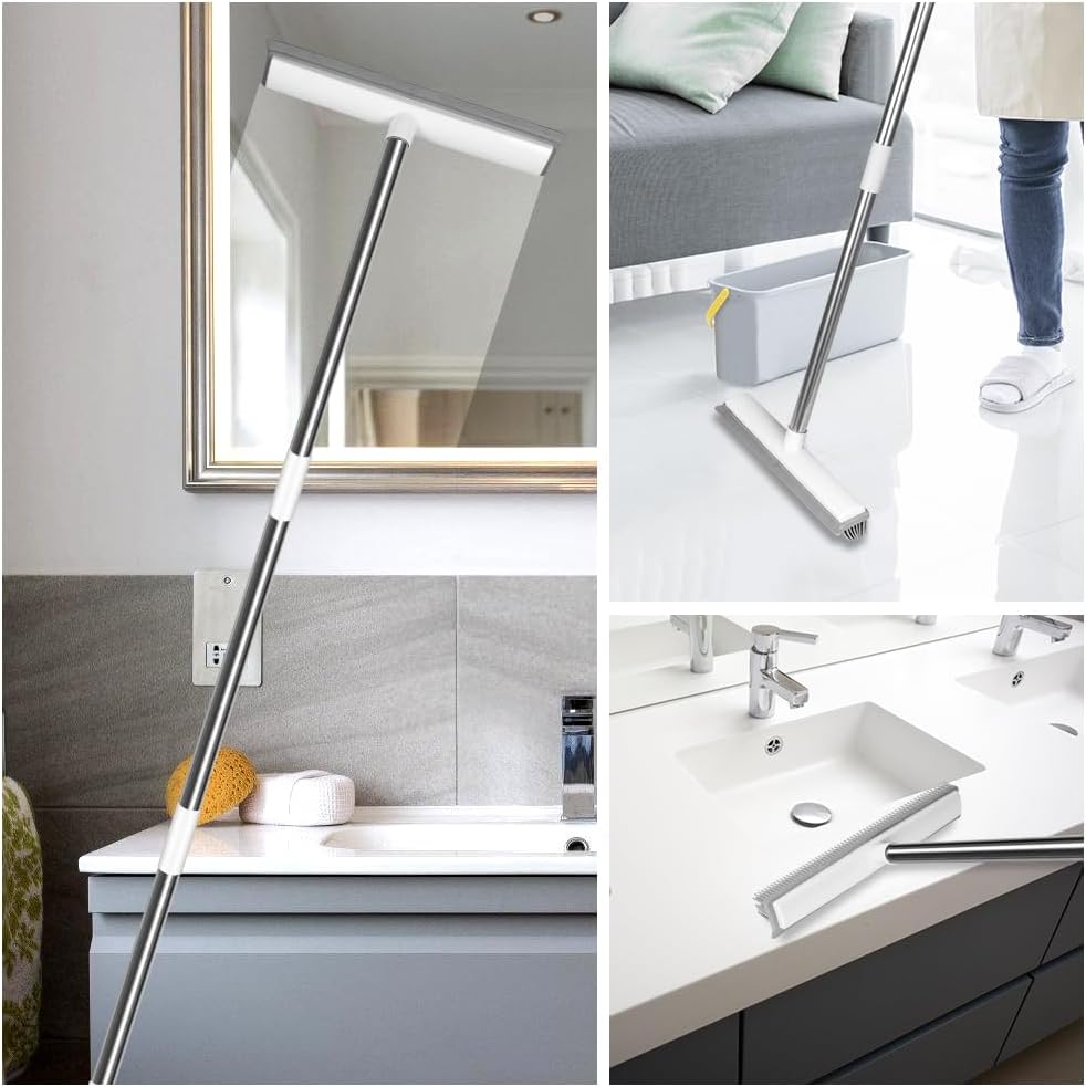 Teleskopik Saplı Kauçuk Temizlik Fırçası (Her Yerde Etkili)