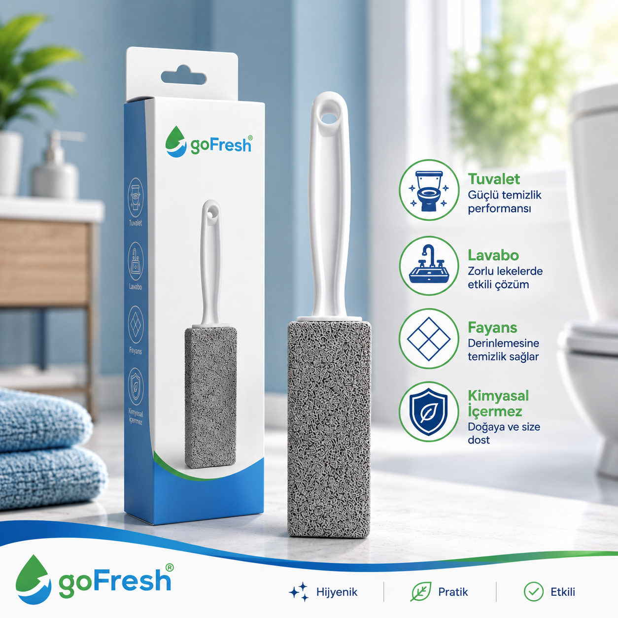 Gofresh Temizlik Taşı Seramik, Lavabo, Klozet ve Sert Yüzeyler İçin