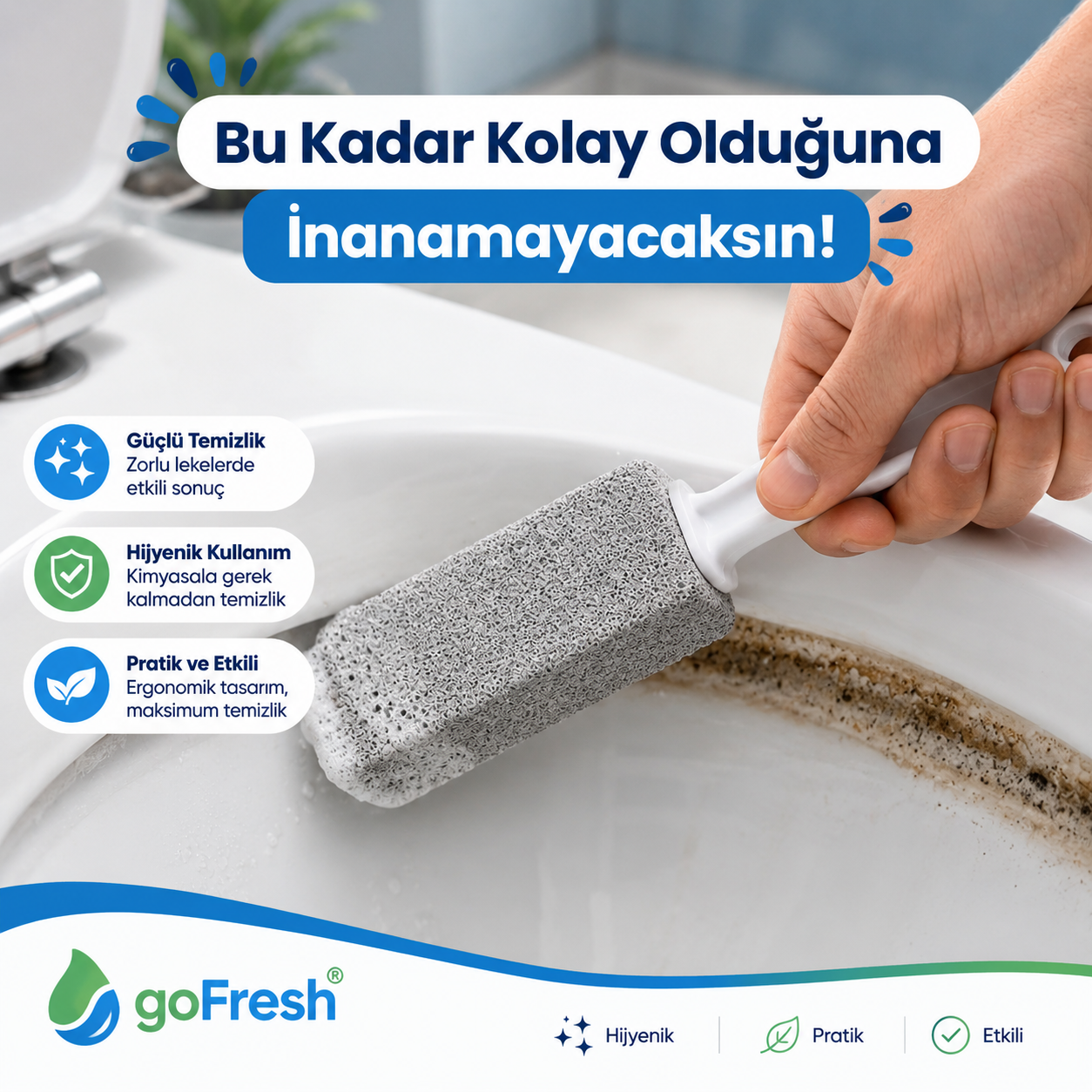 Gofresh Temizlik Taşı Seramik, Lavabo, Klozet ve Sert Yüzeyler İçin